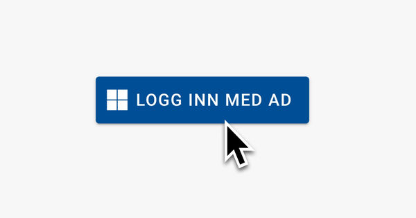 En knapp for å logge inn med Microsoft Azure AD, med en musepeker over seg. Illustrasjon.