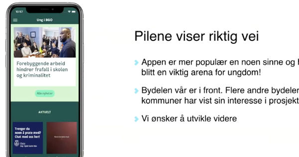 Skjermbilde fra webinar om app for barn og unge. Illustrasjon.